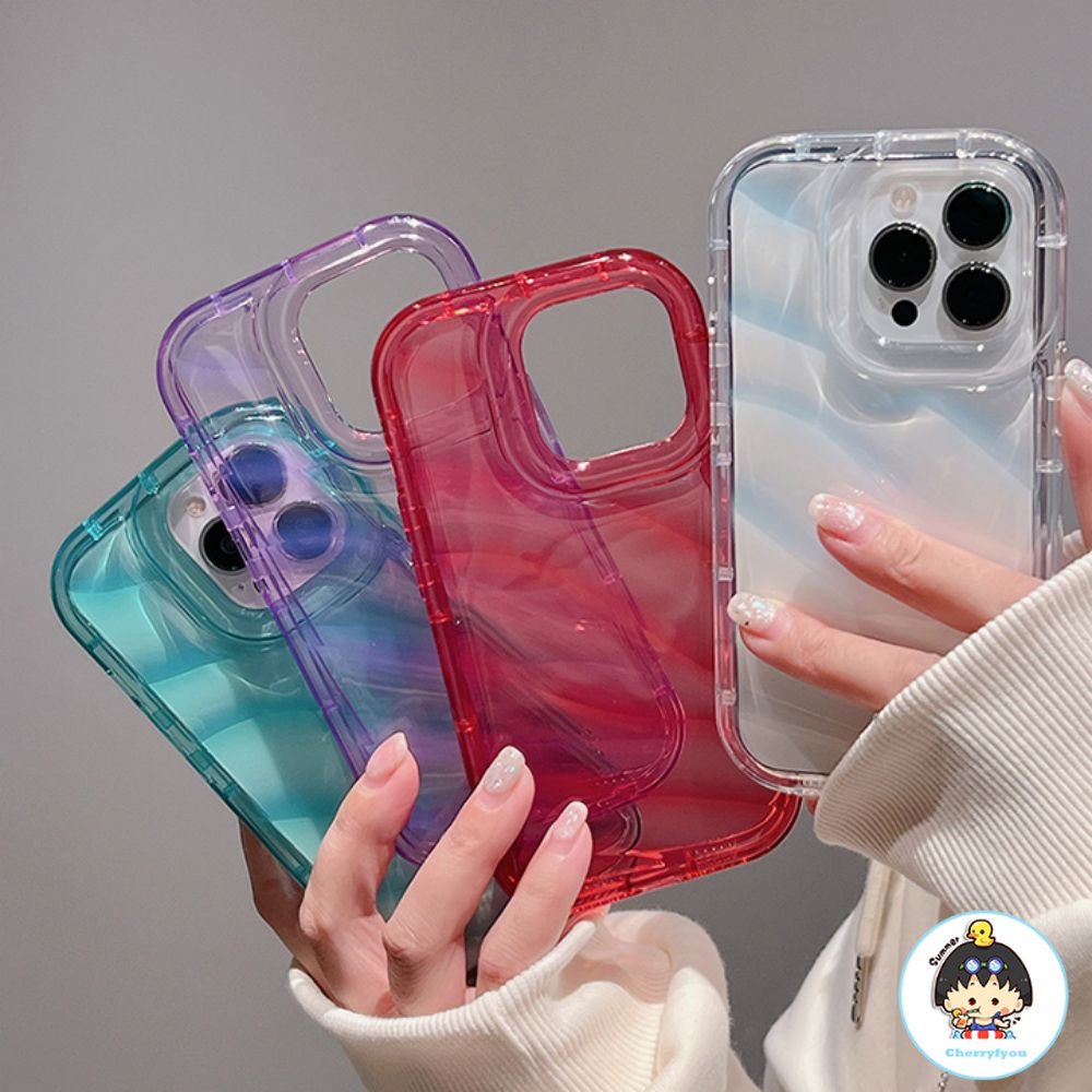 Ốp Điện Thoại TPU Mềm Chống Sốc Họa Tiết Gợn Sóng Nước Màu Pha Lê Cho IPhone 11 14 13 12 Pro Max XR XS Max 7 8 Plus SE
