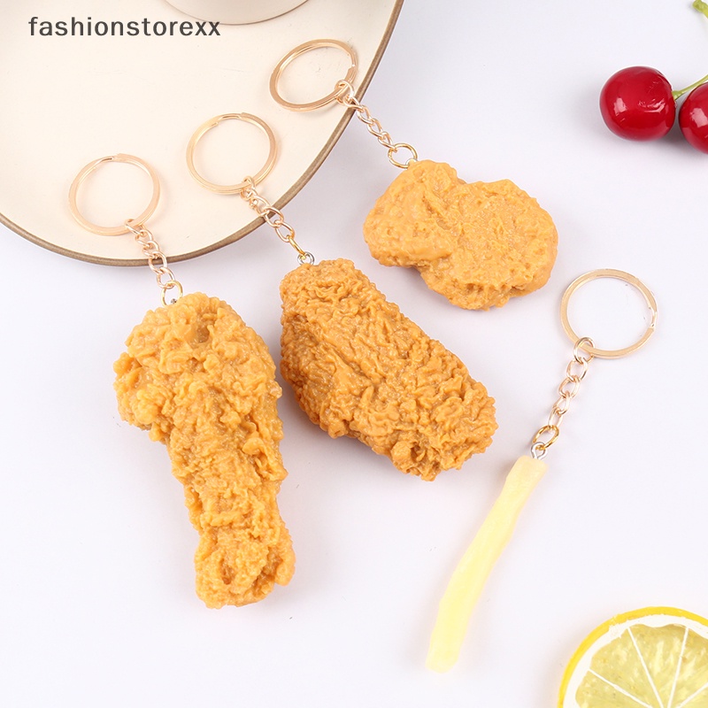 Fash Móc Khóa Giả Thức Ăn Hình Gà Rán Pháp vvn