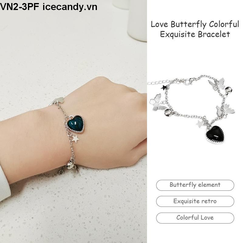 🥟ice🥟Vòng Tay Trái Tim Bướm Chuông Đổi Màu Nữ Sinh Cặp Đôi Vòng Tay Tinh Tế