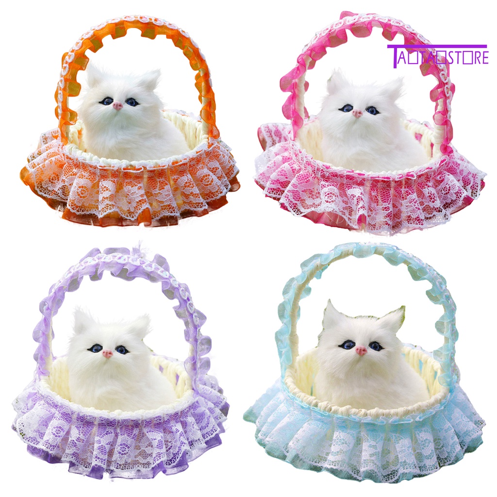 Đồ trang trí Chú Mèo 3D Bằng Lông Nhân Tạo Có Âm Thanh Sống Động Trang Trí Xe Hơi