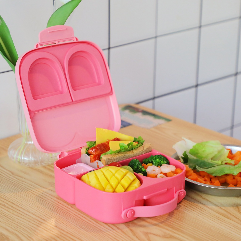 BUNNY CHILDREN'S BENTO BOX PLASTIC STUDENT LUNCH PORTABLE COMPARTMENTALIZED MICROWAVEABLE HEATING PICNIC CAMPING TRAVEL