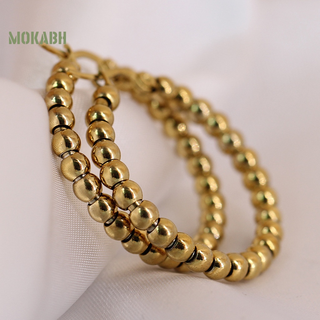 1 Đôi Bông Tai Tròn Mạ Điện Bóng Cao Đính Hạt Thời Trang