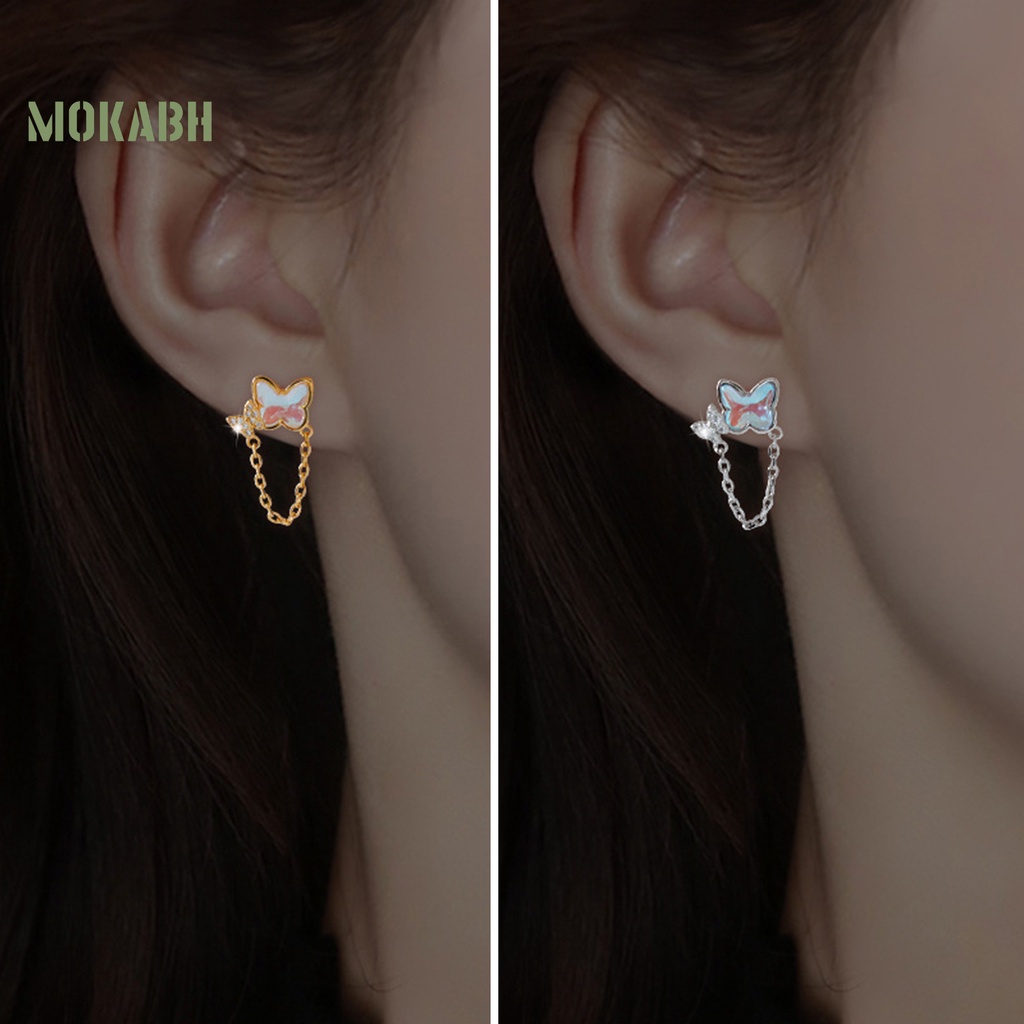 1 Đôi Bông Tai Hình Bướm Đính Đá Mặt Trăng Thời Trang Dành Cho Nữ