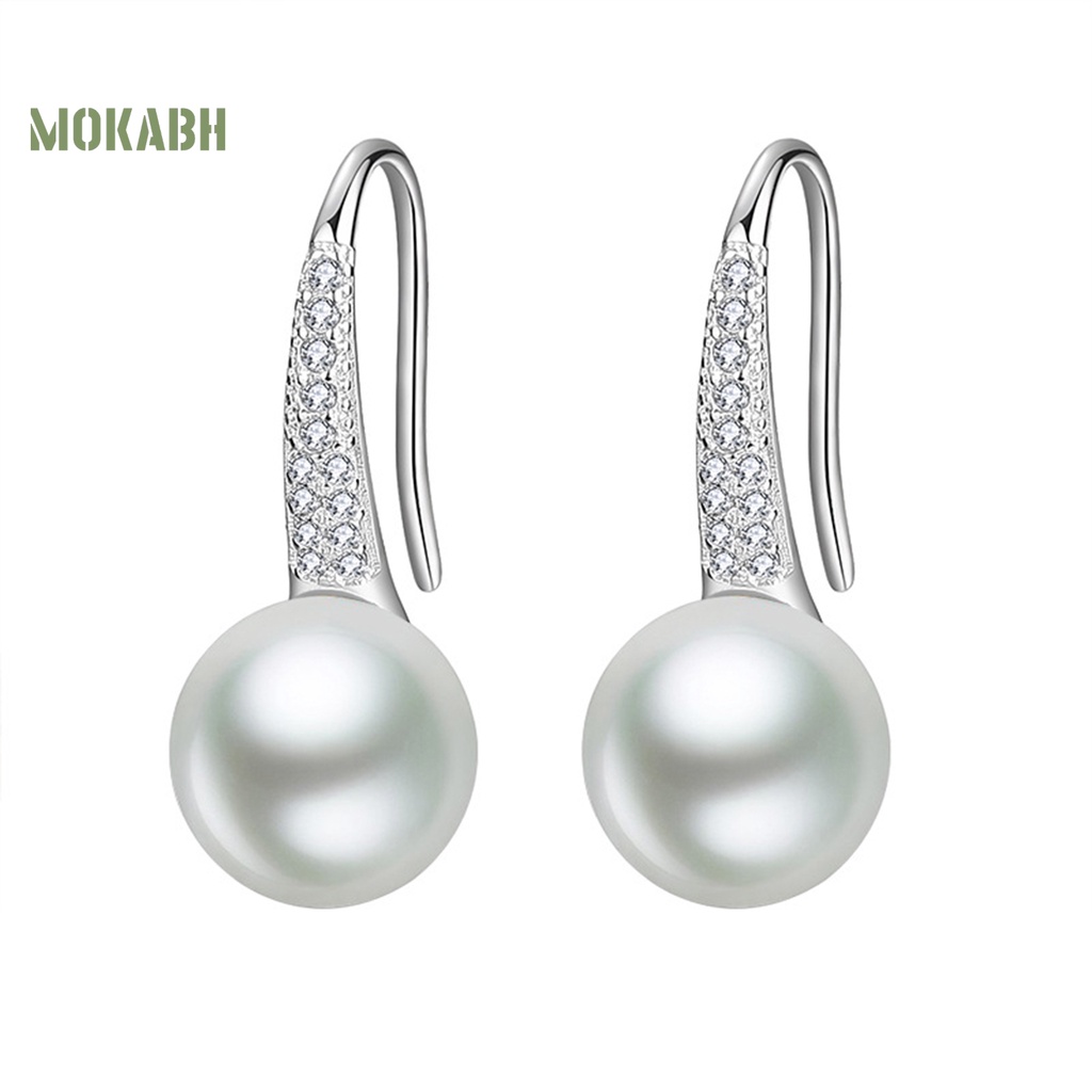 Khuyên Tai Dáng Dài Đính Đá / Ngọc Trai Nhân Tạo / Kim Cương Giả Sang Trọng Cho Nữ