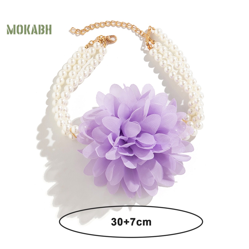 [Mok Abh] Vòng Cổ Choker Ba Tầng Họa Tiết Hoa Đính Ngọc Trai Giả Sang Trọng Không Gây Dị Ứng