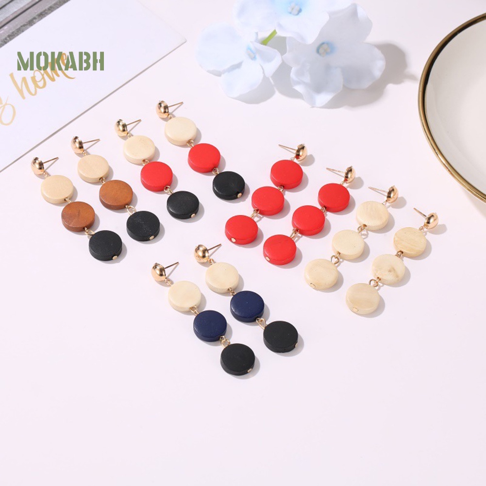 Bông Tai Hình Tròn Bằng Gỗ Thời Trang Dành Cho Nữ