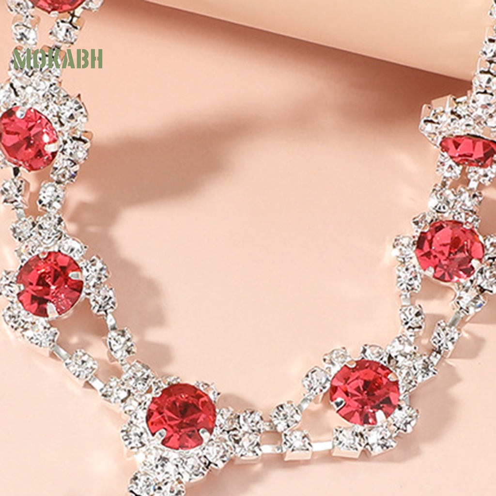 1 Bộ Vòng cổ + Bông Tai Đính Đá Lấp Lánh Sang Trọng Thời Trang