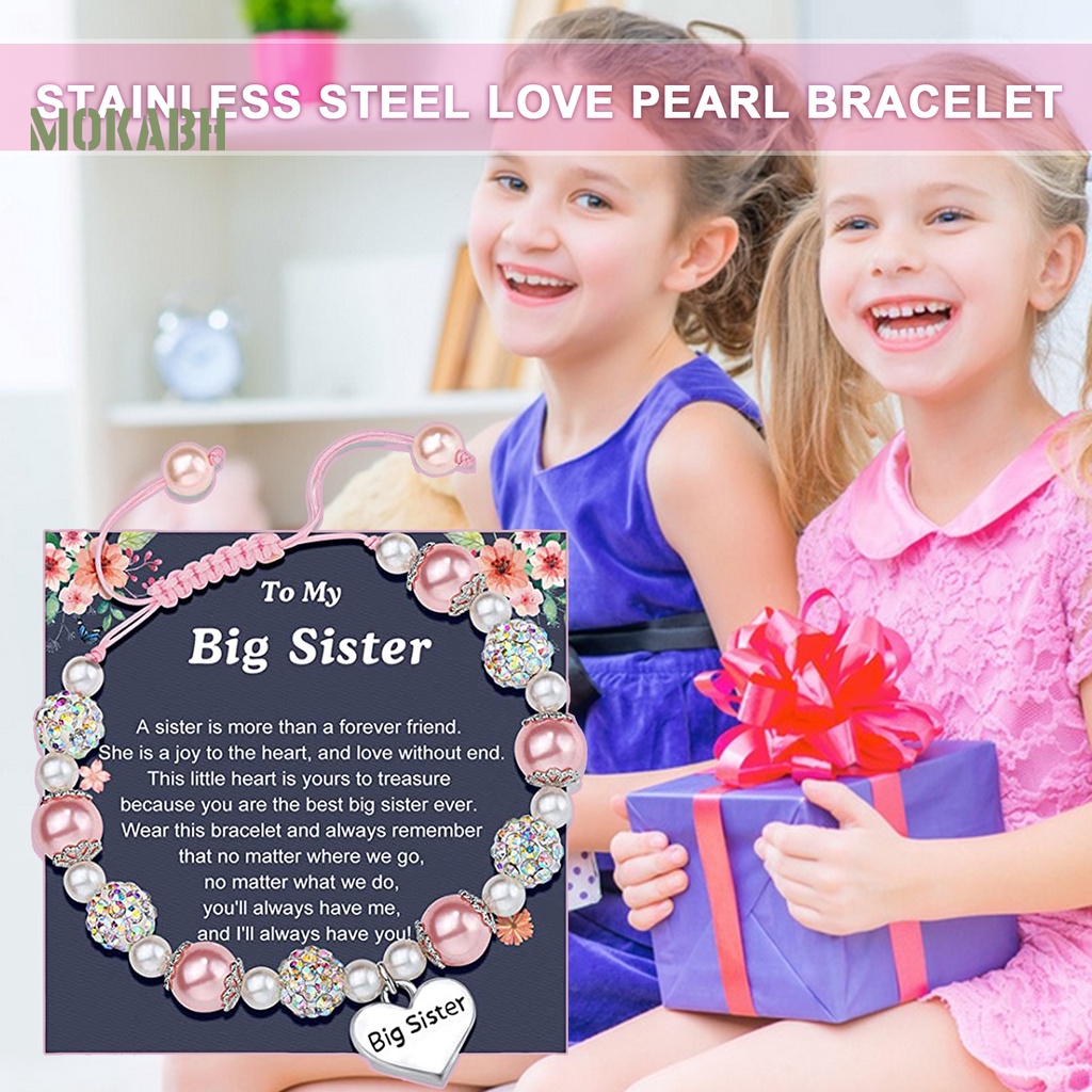 [Mới] Vòng Tay Đính Đá Ngọc Trai Giả Hình Chữ Cái Màu Tương Phản Lấp Lánh Có Thể Điều Chỉnh Làm