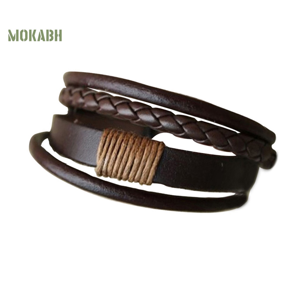 Vòng Tay Giả Da Nhiều Lớp Unisex Đơn Giản Có Thể Điều Chỉnh