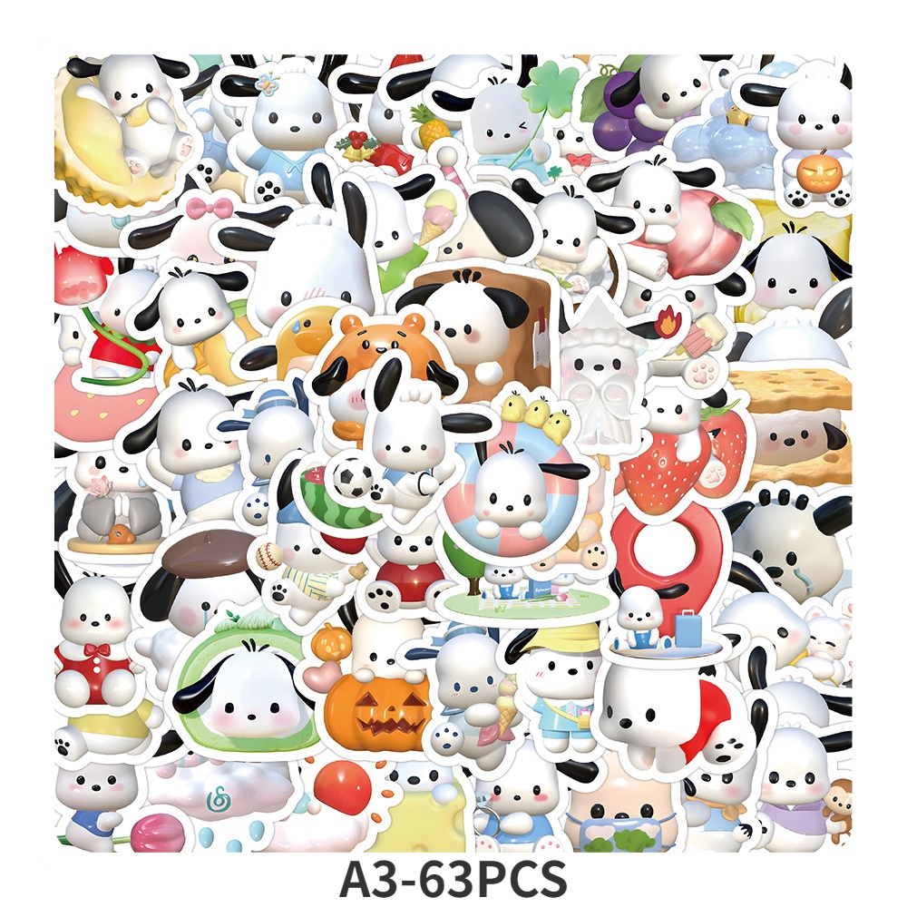 63 cái 3d pink sticker hàn quốc ins dễ thương pochacco sticker vali máy tính xách tay tạp chí phim hoạt hình không thấm nước sanrio sticker máy tính cốc nước trang trí sticker