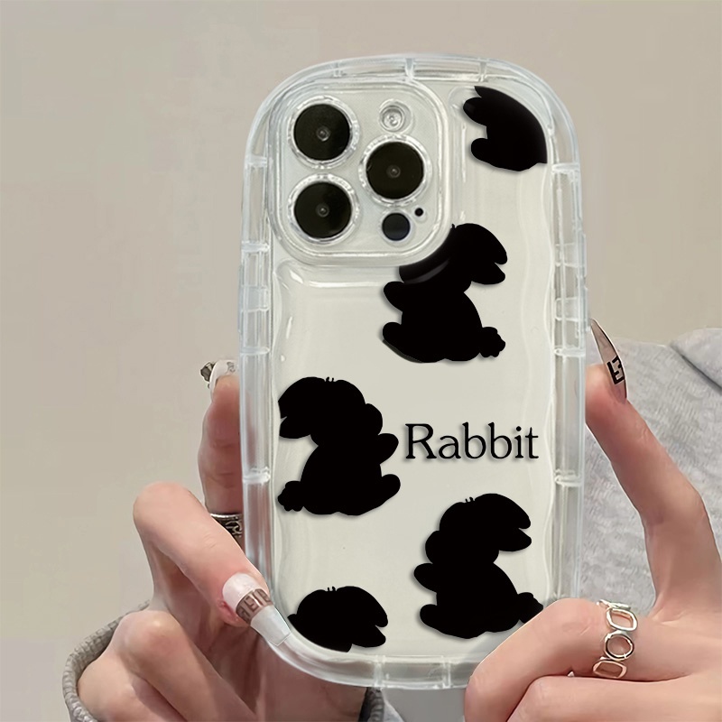 Ốp Điện Thoại TPU Silicone Mềm Trong Suốt Chống Sốc In Hình Thỏ Đen Cho IPhone 14 Pro Max 13 12 11 XS X XR 8 + 7 Plus