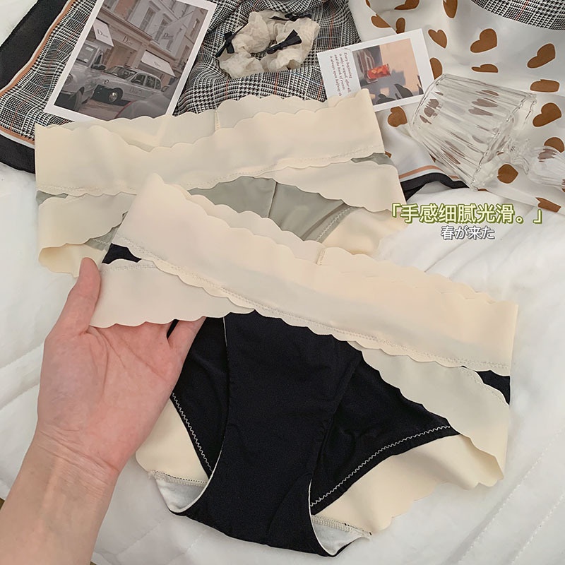 Quần Lót Lụa Lạnh Lưng Thấp Co Giãn Thoáng Khí Không Để Lại Dấu Vết Có Size Lớn Cho Nữ