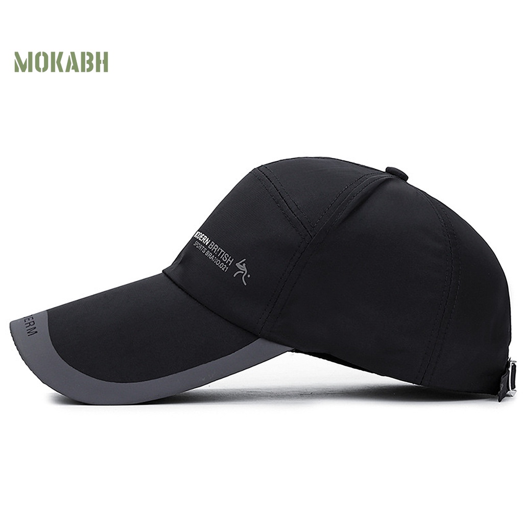 [Mok Abh] Mũ Lưỡi Trai Unisex Bằng Vải Khô Nhanh In Chữ Cái Thoải Mái Có Thể Điều Chỉnh