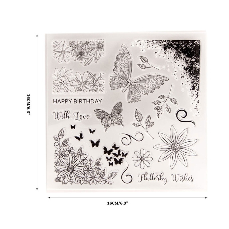 Con Dấu Trong Suốt Hình Hoa Bướm Trang Trí sc diy