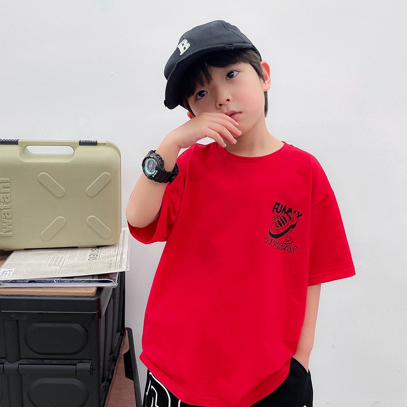 Áo Thun 100% Cotton Tay Ngắn Cổ Tròn Dáng Rộng In Hình Thời Trang Cho Bé 2-14 Tuổi Baby Tee