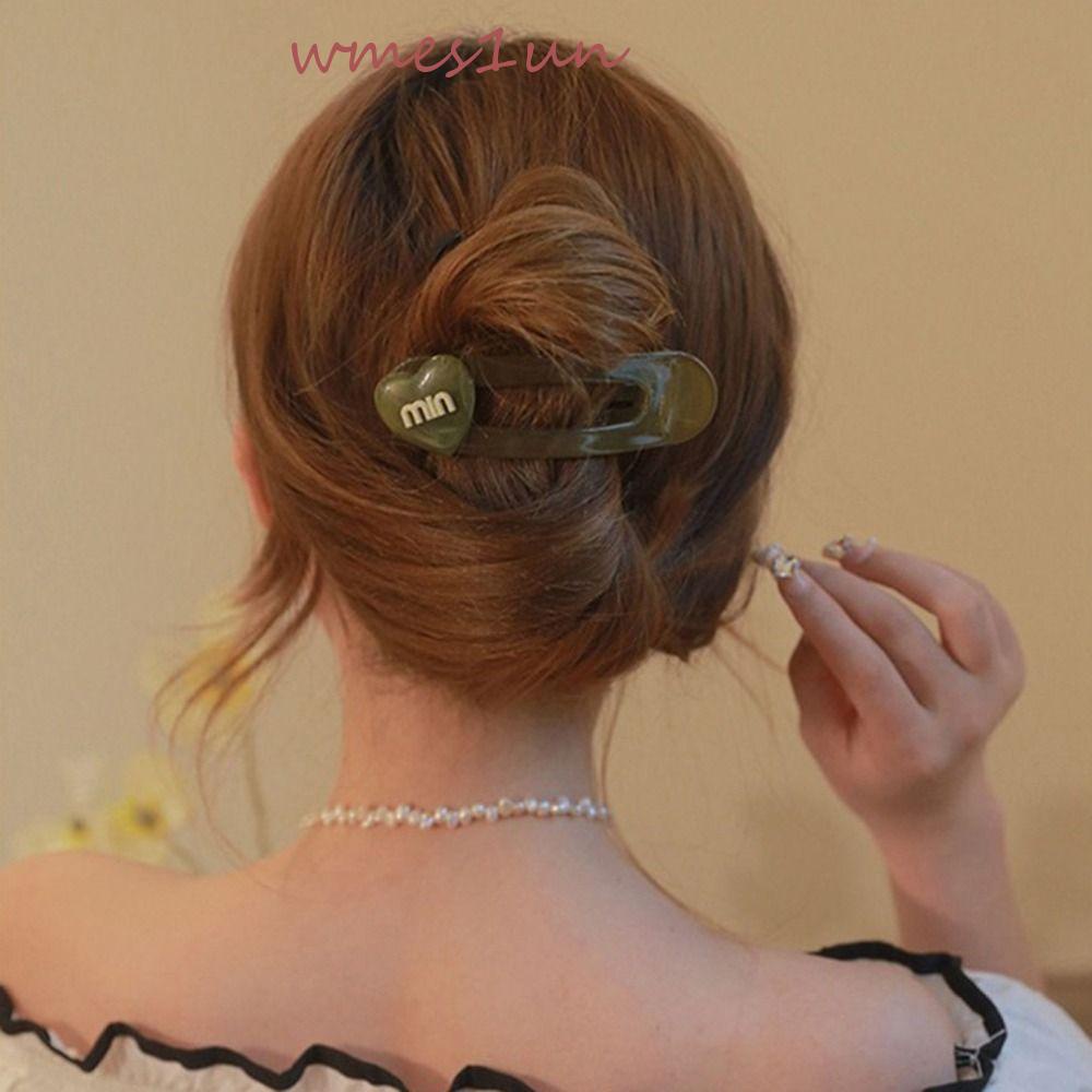 Kẹp Tóc Hình Trái Tim Trong Suốt Màu Kẹo Ngọt Phong Cách Hàn Quốc WMES15H