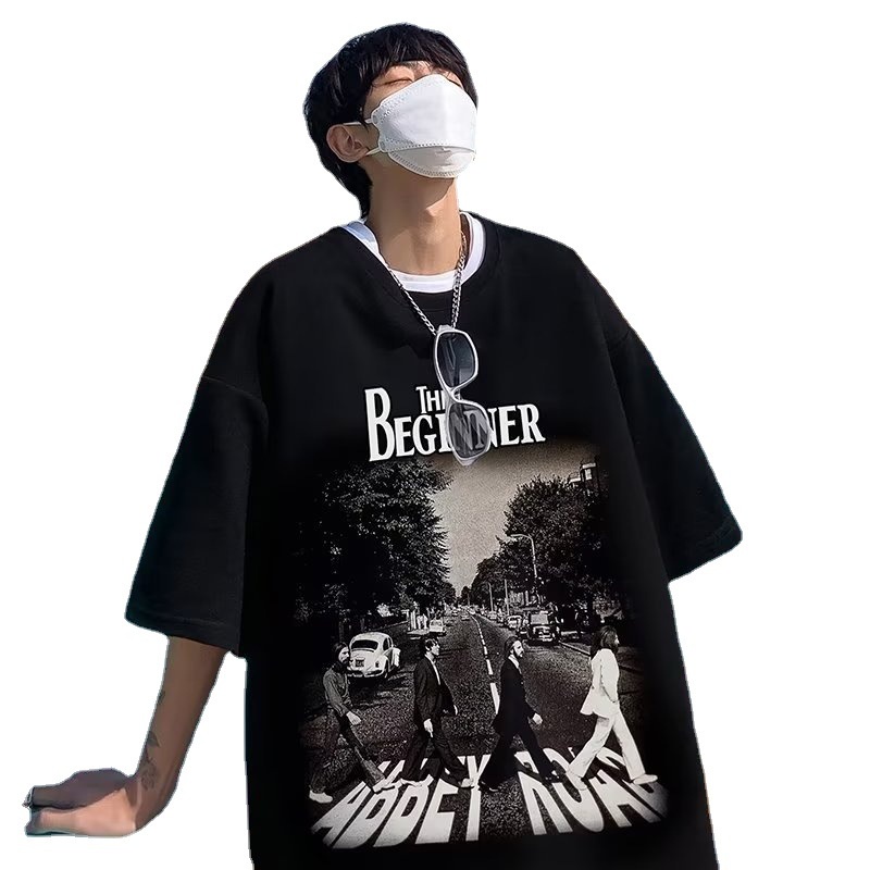 Áo thun Unisex tay lỡ size lớn hip-hop chất cotton dày dặn thoáng mát