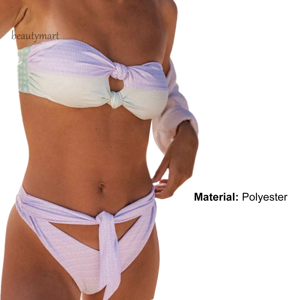 Bộ Bikini 2 Mảnh Buộc Dây Sau Lưng Họa Tiết Chấm Bi Cho Nữ