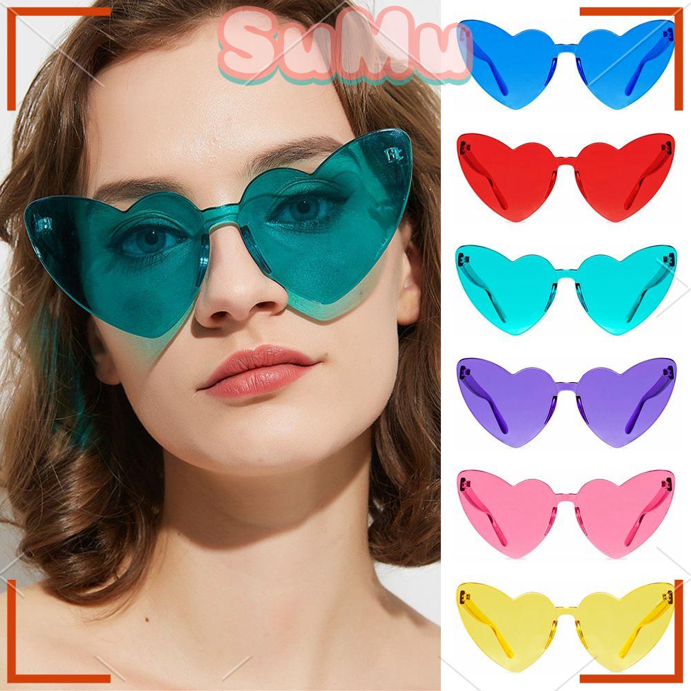 Kính Mát Hình Trái Tim Không Gọng Dày Dặn Dành Cho Nữ