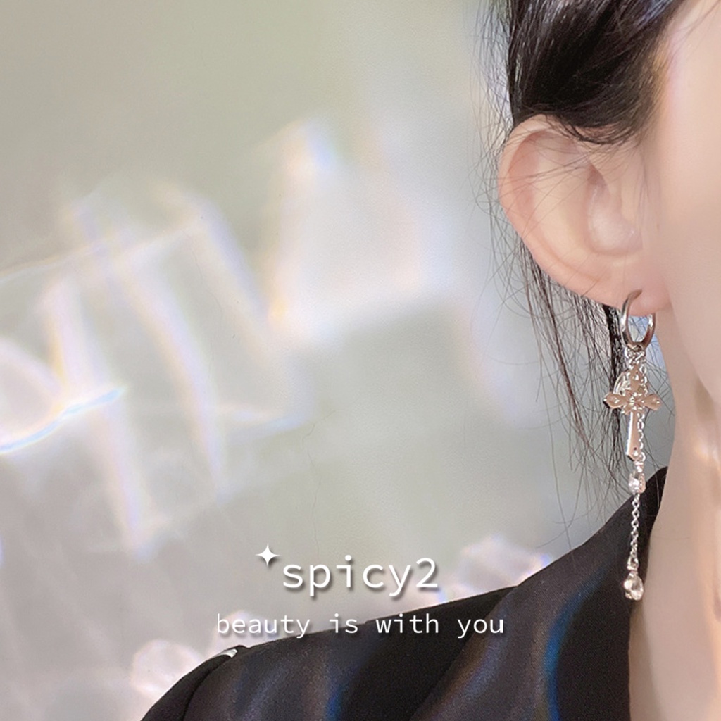 Khuyên Tai Hình Chữ Thập Phong Cách hip hop punk Hàn Quốc Ngọt Ngào Cho Nữ