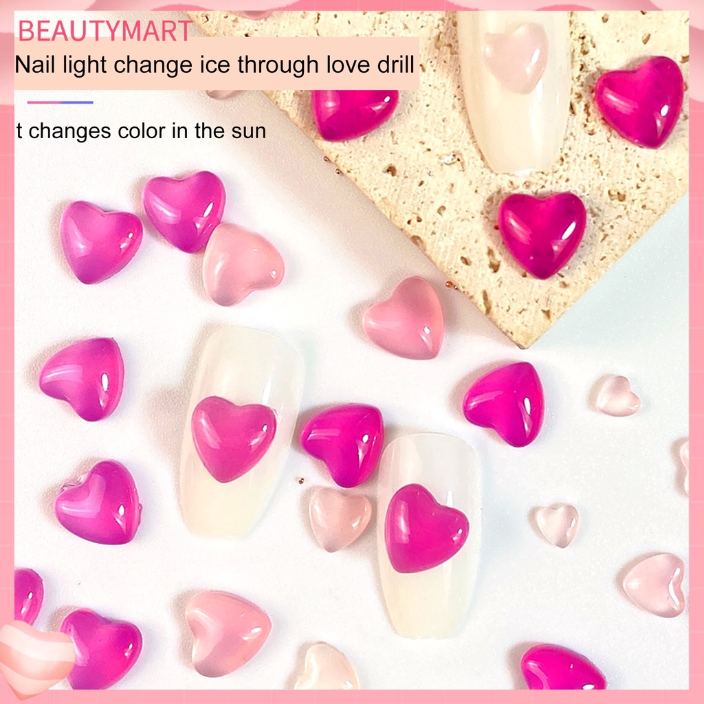 1 Túi Phụ Kiện Trang Trí Móng Tay Nghệ Thuật Tạo Hiệu Ứng Hình Trái Tim Thay Đổi Màu Sắc Sáng Tạo