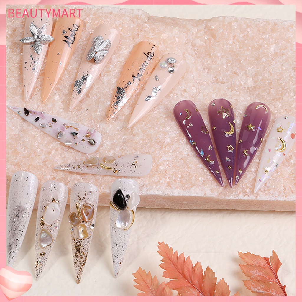 1 Hộp 12 Ngăn Đựng Hạt Kim Sa 3D Tự Trang Trí Móng Tay Cho Nữ