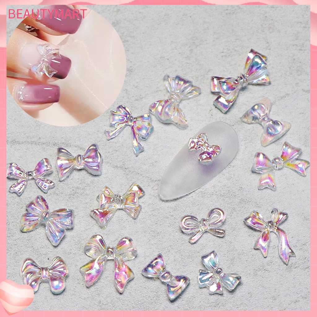 Set 50 Phụ Kiện Trang Trí Móng Nghệ Thuật 3D Hình Nơ Màu Aurora