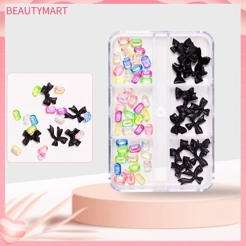 Phụ Kiện Trang Trí Móng Nghệ Thuật Hình Gấu Nơ Hoa Trái Tim 3D Bằng Nhựa Resin