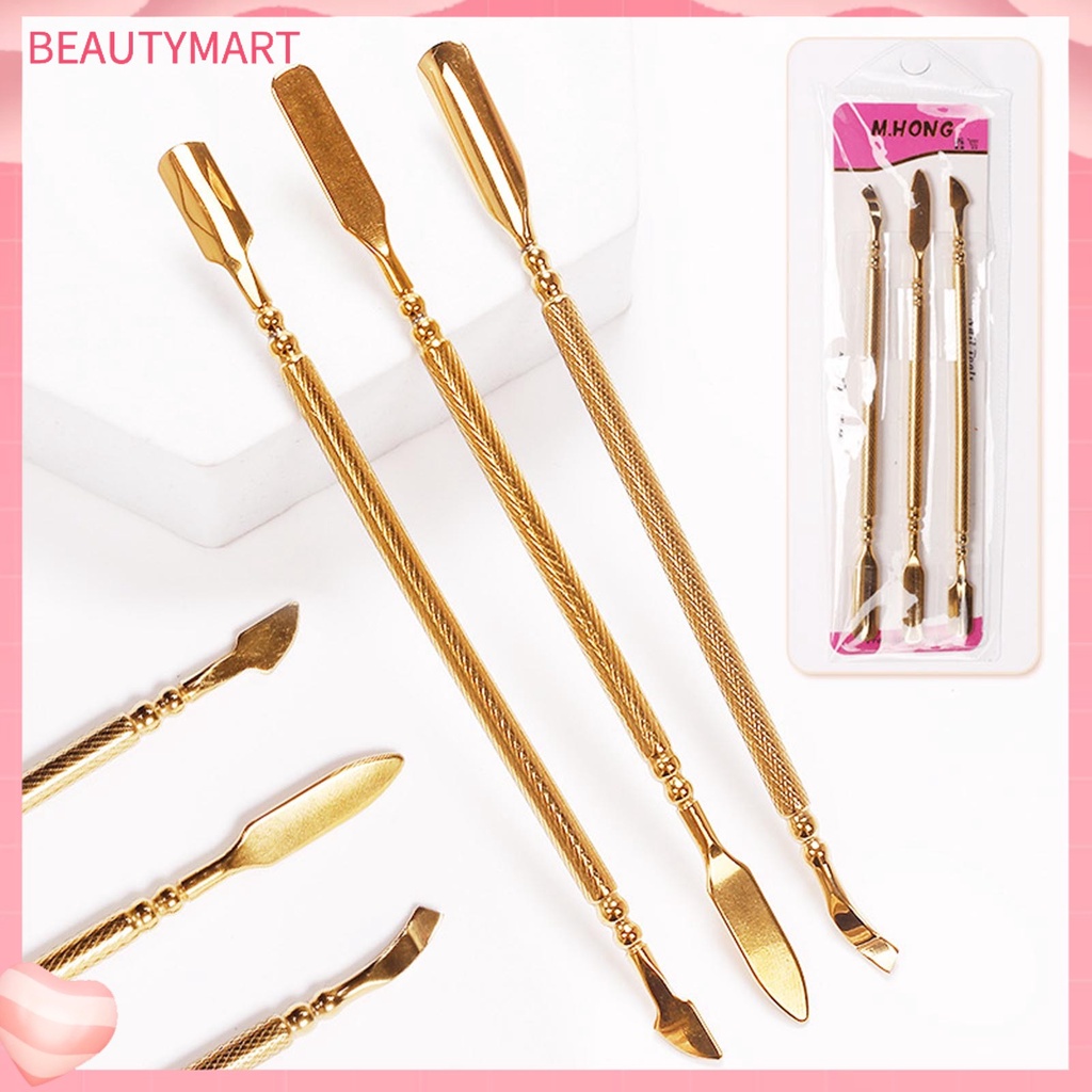 Bộ 3 Dụng Cụ Làm Móng Bằng Thép Không Gỉ Thiết Kế Hai Mặt Tiện Dụng