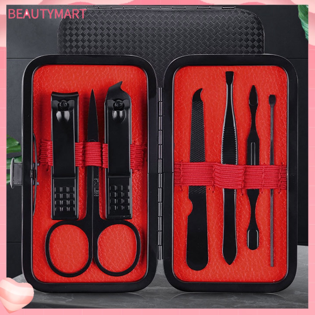 Bộ 7 Dụng Cụ Làm Móng Bằng Thép Không Gỉ Chống Văng Đa Chức Năng Cho Salon