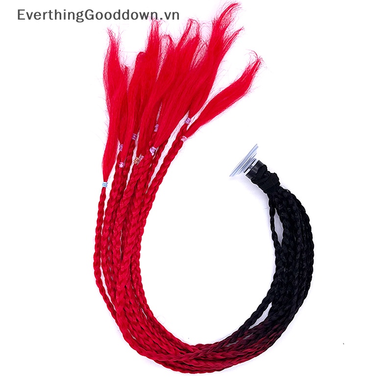 Everthinggooddown Mũ Bảo Hiểm Bện Tóc Đuôi Ngựa Màu Gradient Có Giác Hút vn