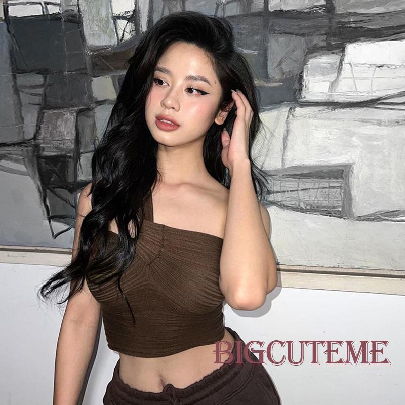 Áo Croptop Sát Nách Màu Trơn Lệch Vai Thời Trang Mùa Hè Cho Nữ