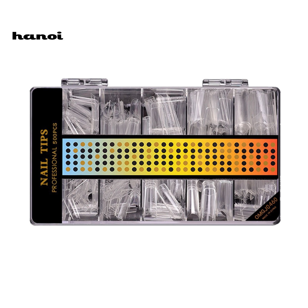 Set 500 Móng Tay Giả Cong Chữ C Siêu Mỏng Phủ Toàn Diện