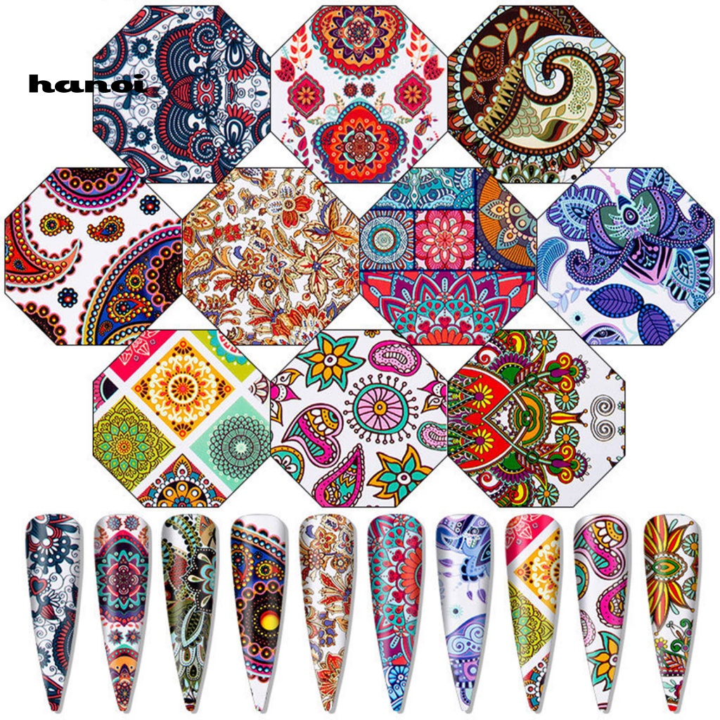 Set 10 Miếng Dán Trang Trí Móng Tay Họa Tiết Giáng Sinh