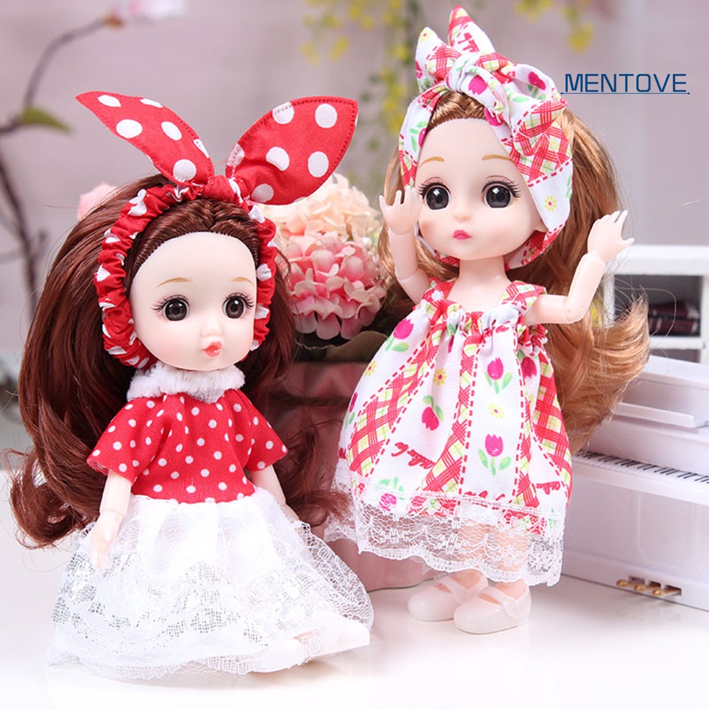 Búp Bê BJD 13 Khớp Nối Có Thể Chuyển Động Mắt Đen Tóc Dài 17cm