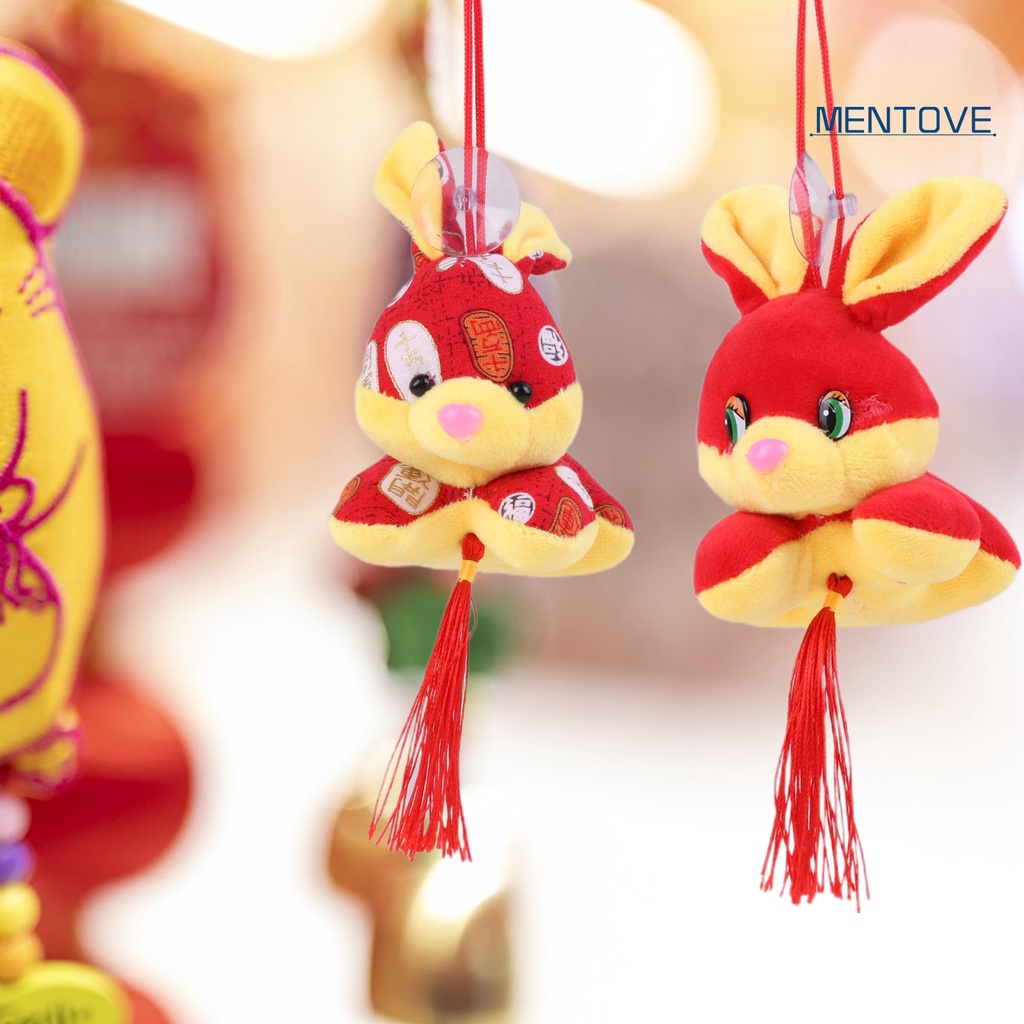 Búp Bê Nhồi Bông Hình Thỏ Năm Mới 2023 10cm Có Giác Hút Và Dây Treo Trang Trí