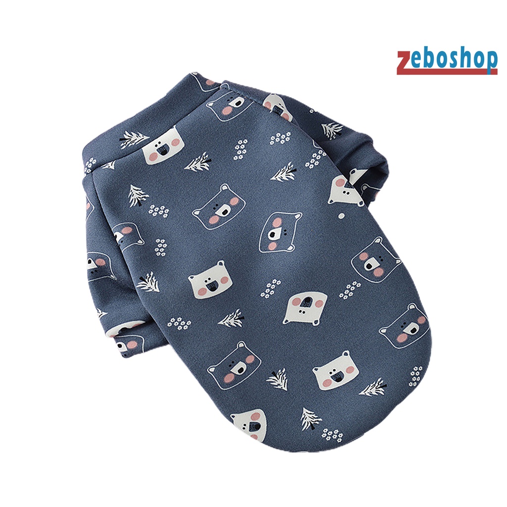 Zeboshop Áo Sweater Cotton Cổ Tròn In Họa Tiết Hoạt Hình Hai Ống Cho Cún Cưng Mặc Hàng Ngày