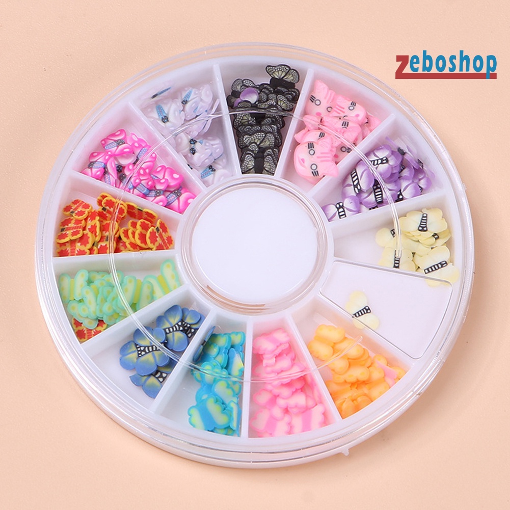 Hộp Đất Sét Polymer 12 Ngăn Hình Hoa Lá Trái Tim Ngôi Sao Trang Trí Móng Tay Nghệ Thuật