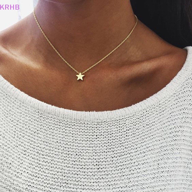 Vòng Cổ Choker Hình Ngôi Sao / Trái Tim Màu Vàng / Bạc Thời Trang Cho Nữ Mới