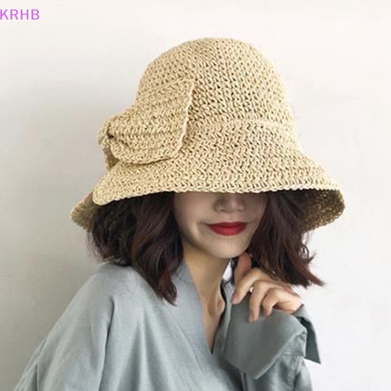 Nón Tai Bèo Vành Rộng Thắt Nơ Có Thể Gập Lại Thời Trang Mùa Hè Cho Nữ Mới