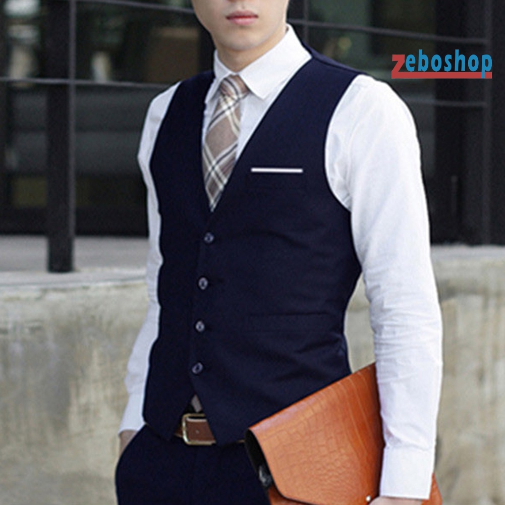 Áo Ghi Lê Không Tay Cổ V 4 Nút Thời Trang Nam Lịch Lãm