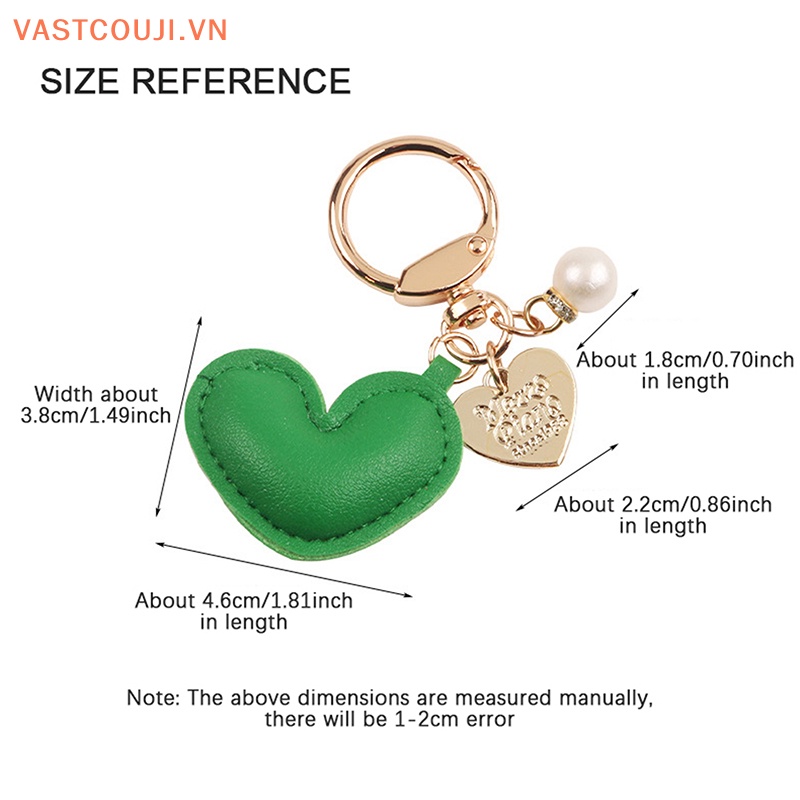 Móc Khóa Da PU Ánh Kim Hình Trái Tim Nhiều Màu Sắc Sáng Tạo Cho Nữ