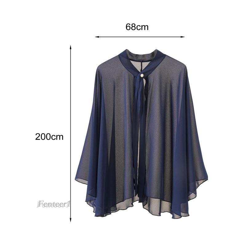 1 [Fenteer1] Khăn Choàng Chiffon Chống Nắng Cho Nữ Dự Tiệc