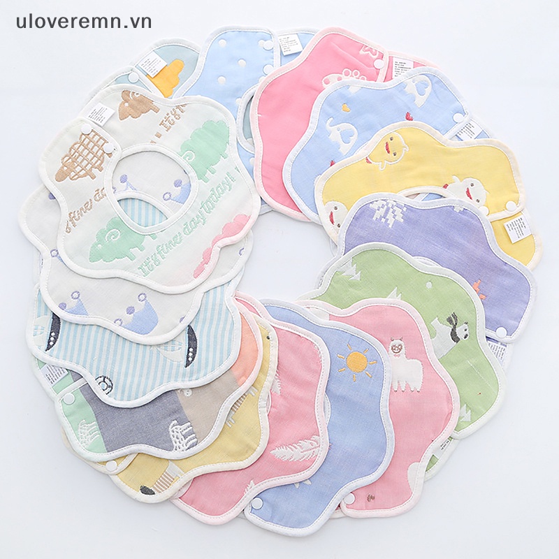 Uloveremn Yếm Ăn Cotton 6 Lớp Xoay 360 Độ Xinh Xắn Tiện Dụng Cho Bé Sơ Sinh