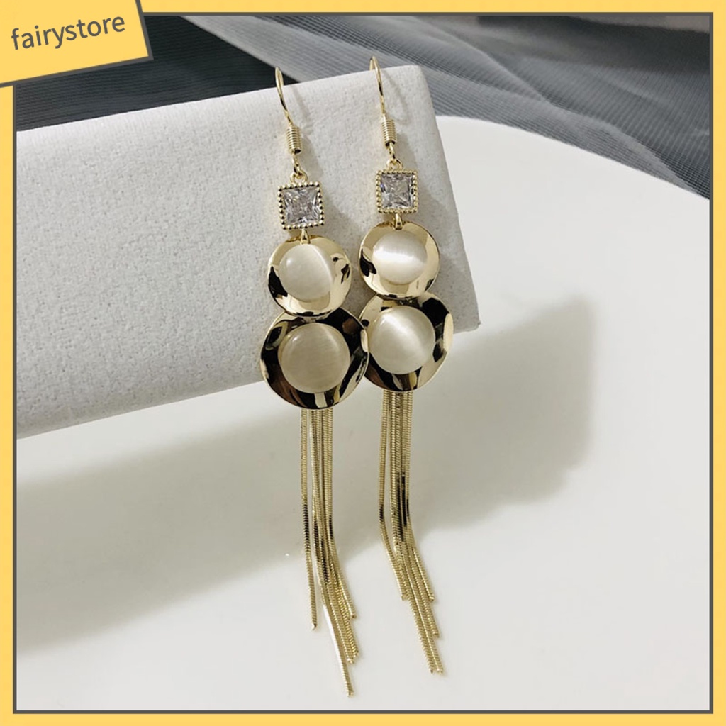 1 Đôi Bông Tai Hình Quả Bầu Đính Đá Opal Nghệ Thuật