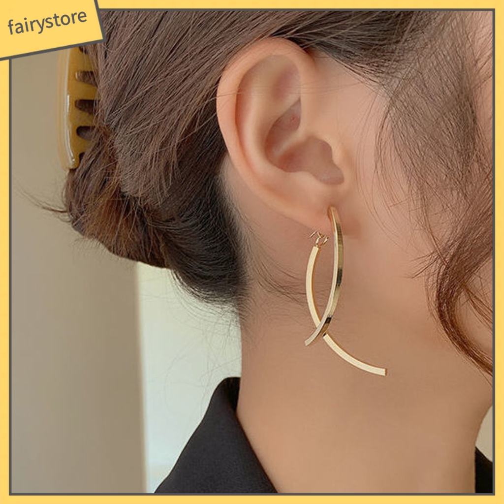 1 Đôi Bông Tai Xỏ Lỗ Dạng Xỏ Hình Học Đơn Giản Thời Trang Dành Cho Nữ