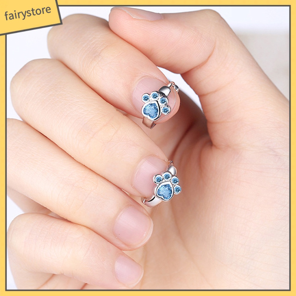 1 Đôi Bông Tai Xỏ Lỗ Hình Dấu Chân Động Vật Đính Đá Zircon Dễ Thương Lâu Trôi