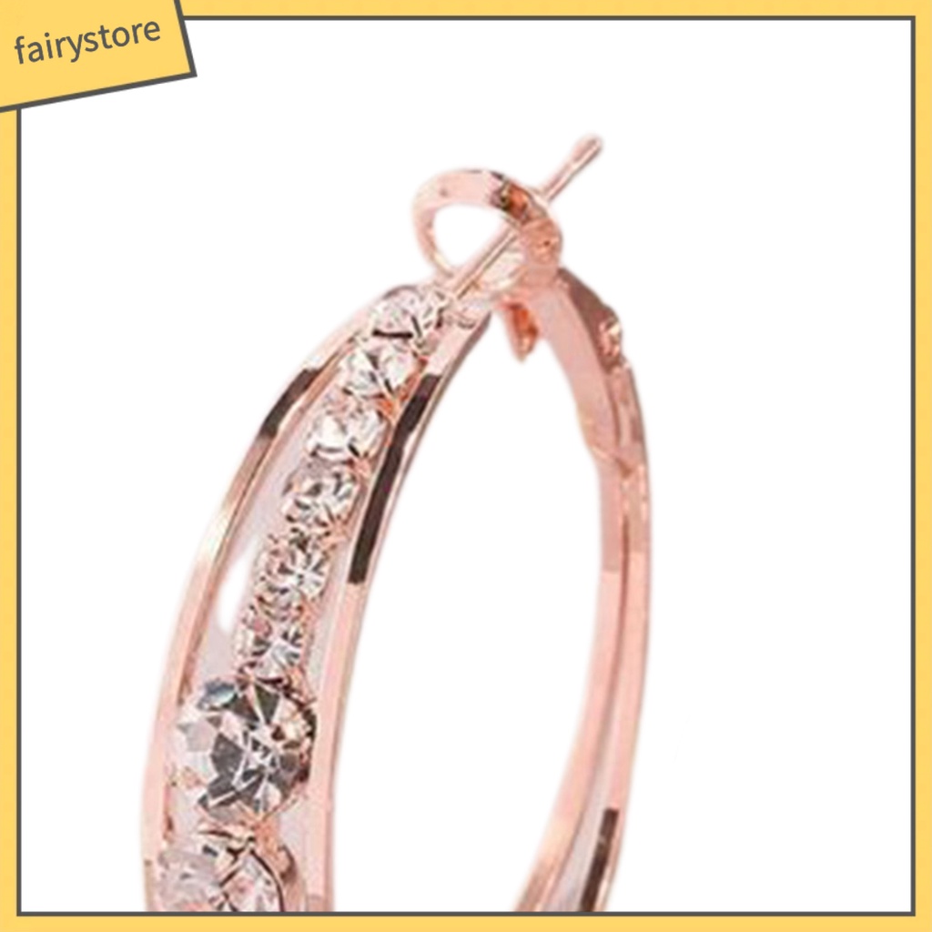 1 Đôi Bông Tai Tròn Đính Đá Thời Trang Dành Cho Nữ