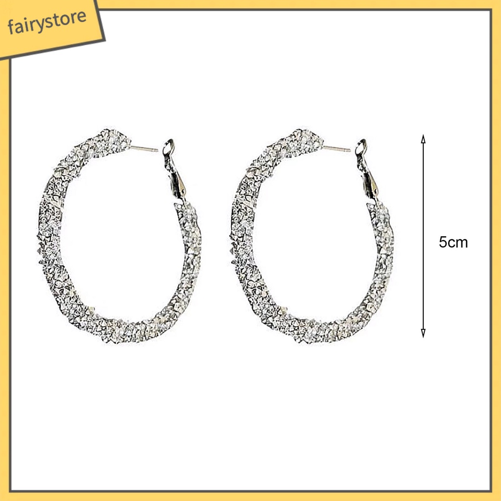 1 Đôi Bông Tai Tròn Đính Đá Lấp Lánh Thời Trang Dành Cho Nữ