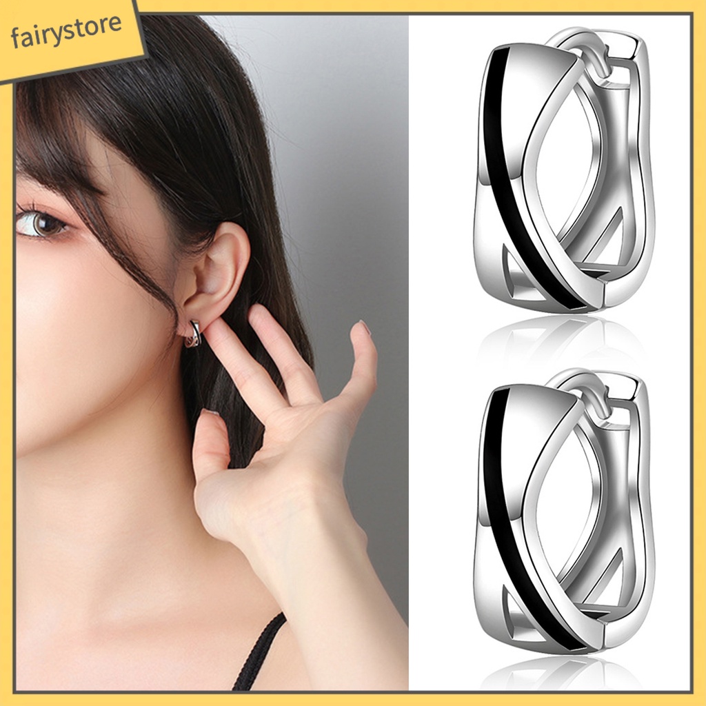 1 Đôi Bông Tai Tròn Màu Sắc Tương Phản Phong Cách Hip Hop Dành Cho Nữ